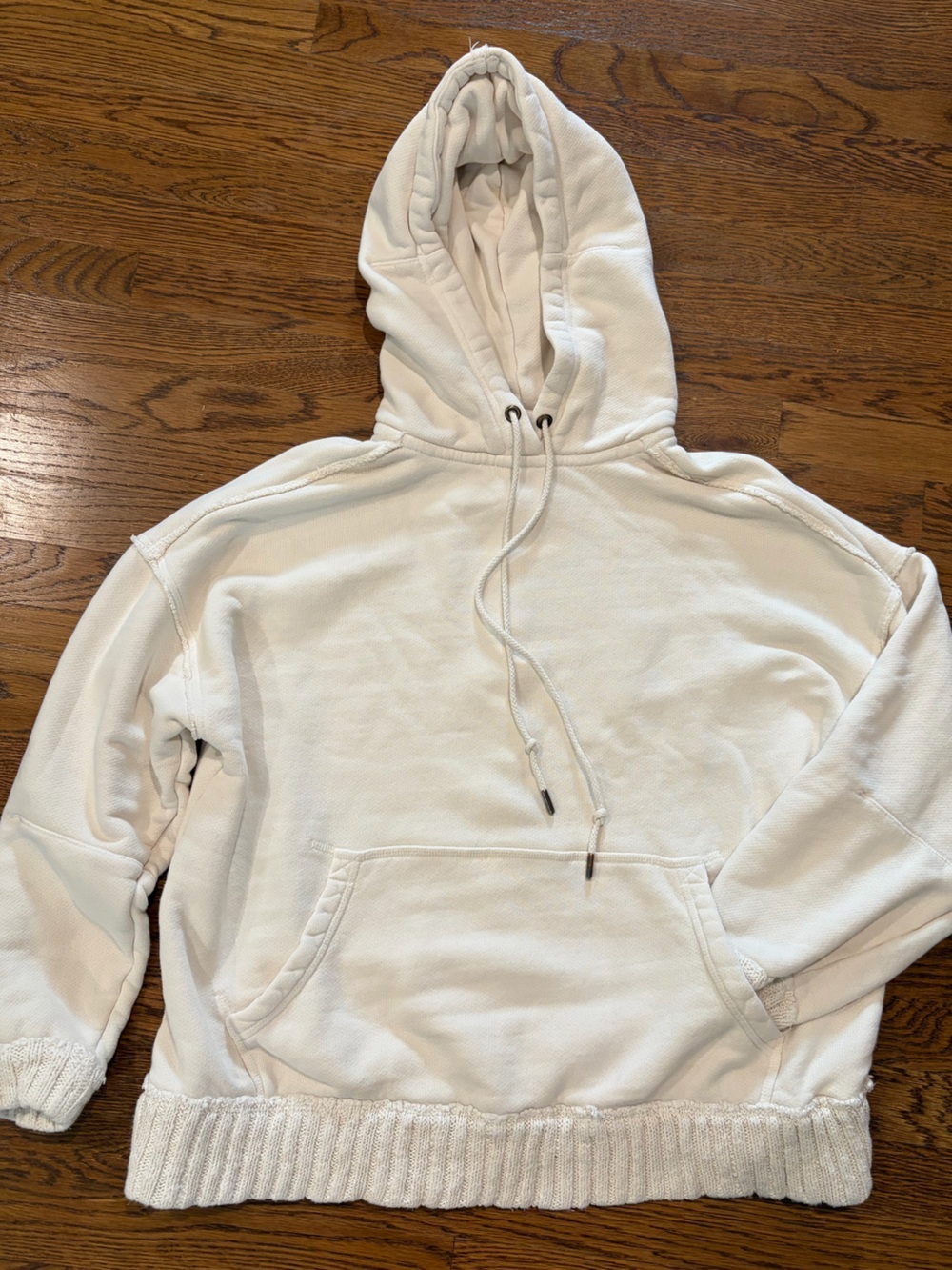We The Free People Stand-Up Oversized Hoodie Ivory Size Small Excellent